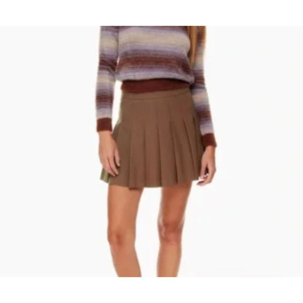 Aritzia Brown Pleated Mini Skirt